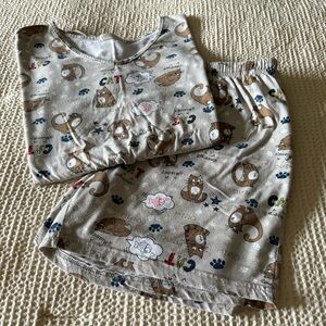 Women’ Summer Cat Themed Pajama Set ~ Brown